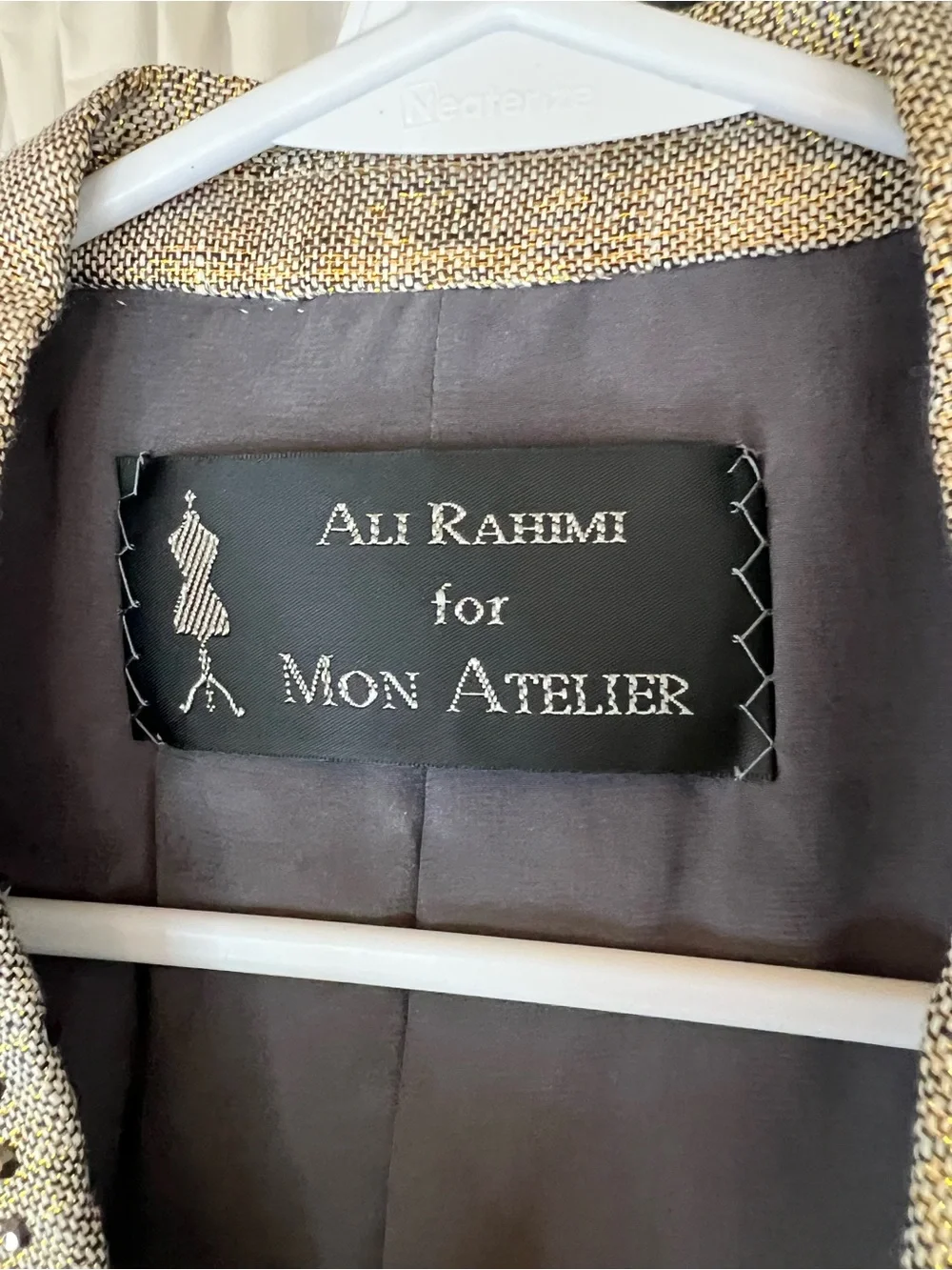 Ali Rahimi for Mon Atelier Bespoke Y2K Gold-Gray Studded Men's Vest